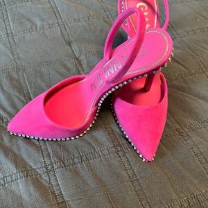 Gianni Bini Fuchsia Heels with Rhinestone Trim